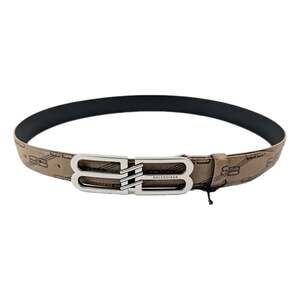 Balenciaga BB Signature Canvas Leather Belt Monogram Beige